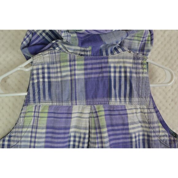 Guess Women's Small Purple Plaid Sleeveless Hooded Button Down Shirt - Picture 12 of 12